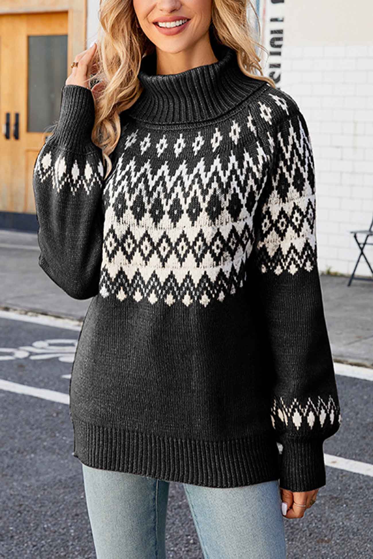 Fair Isle Sweater for Women - Turtleneck - Image 6