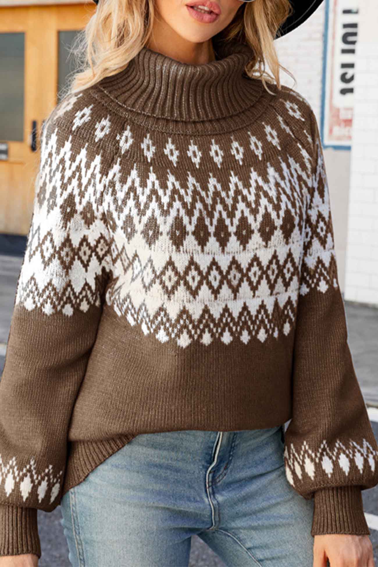 Fair Isle Sweater for Women - Turtleneck - Image 5