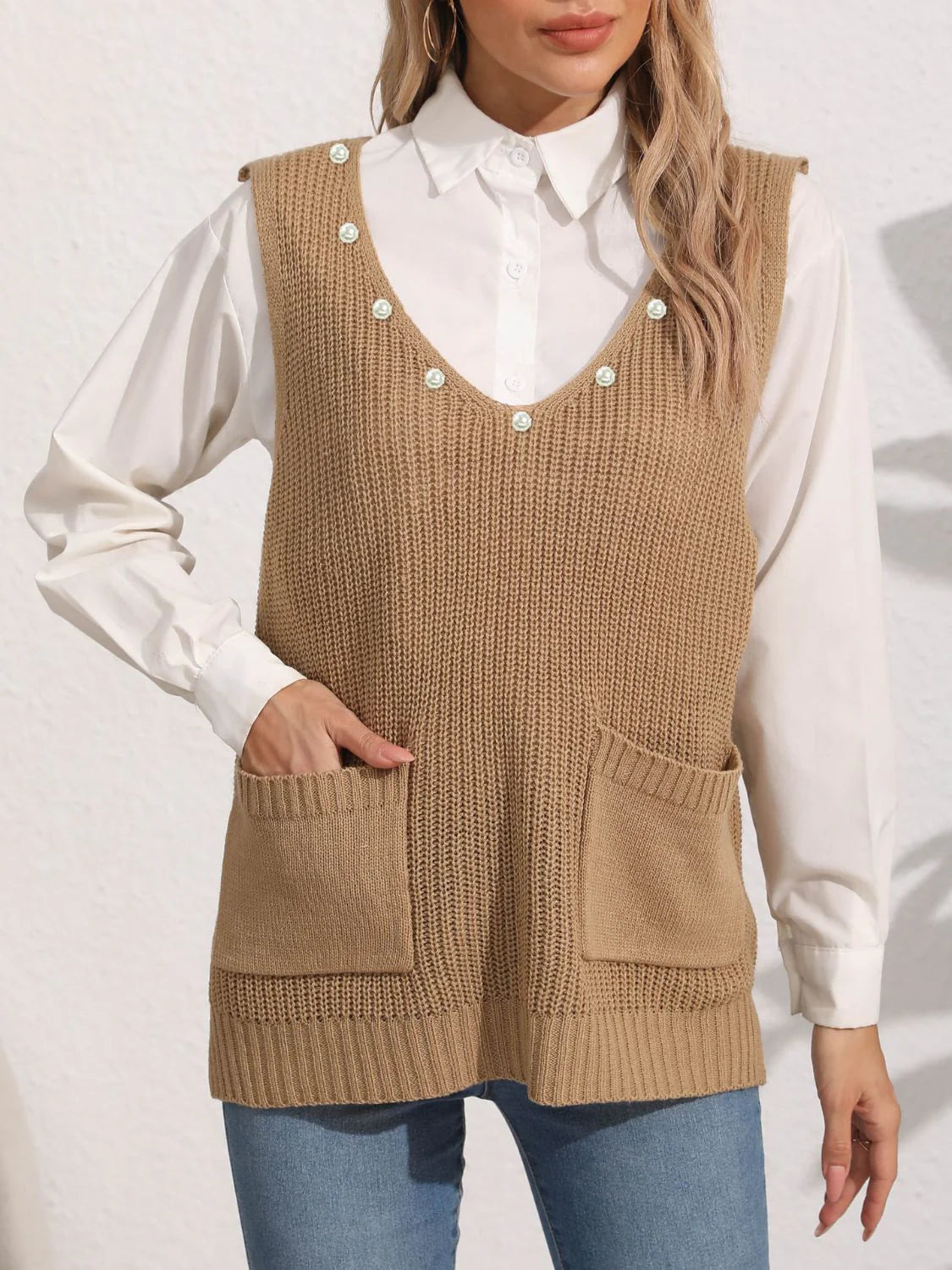 Sweater Vest for Women - Pocket Vest - Image 1