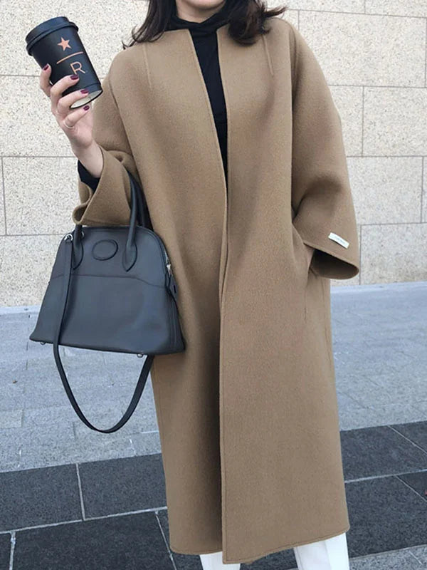 Oversized Long Coat for Women - Open Front - Image 1
