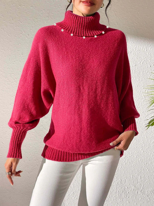 Turtleneck Sweater for Women - Balloon Sleeve - Image 1