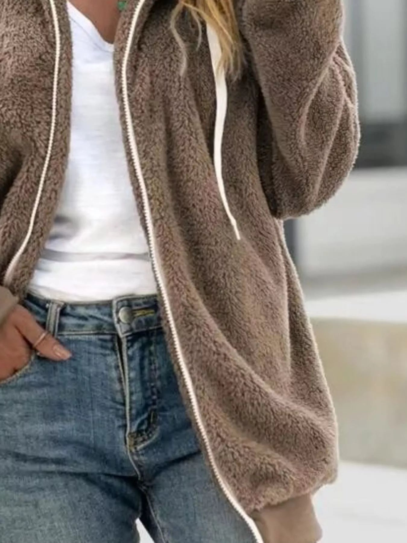 Hooded Cardigan Sweater for Women - Zip Front - Image 6