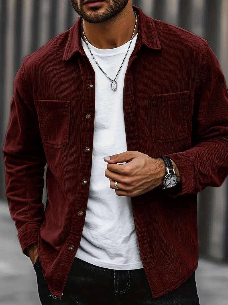 Corduroy Jacket for Men - Chest Pockets - Image 6