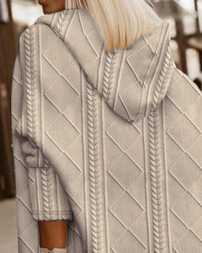 Knit Hooded Coat for Women - Relaxed - Image 2