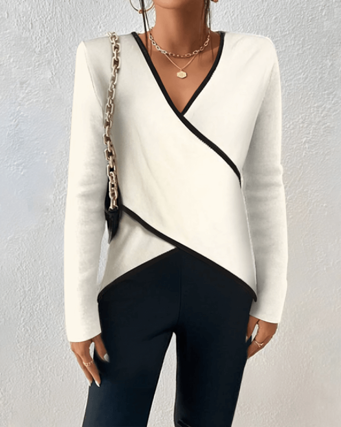 V-Neck Wrap Sweater for Women - Long Sleeve - Image 2