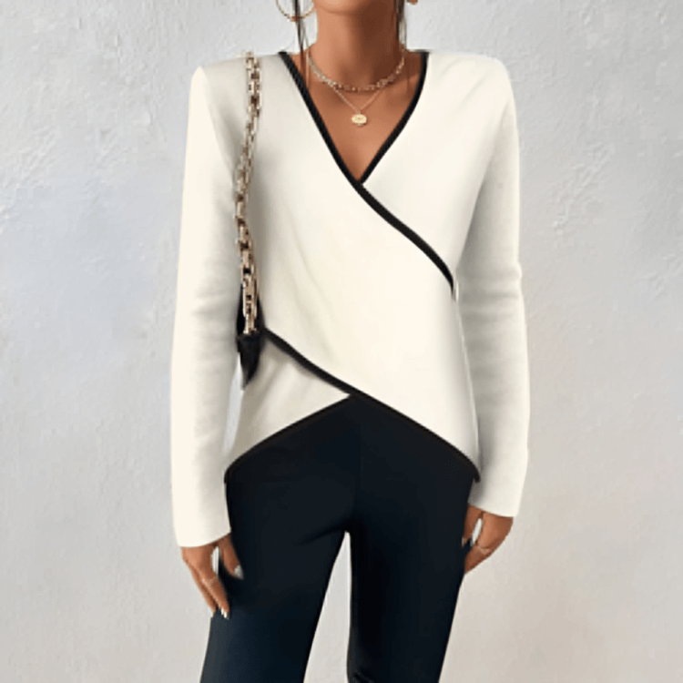 V-Neck Wrap Sweater for Women - Long Sleeve - Image 1