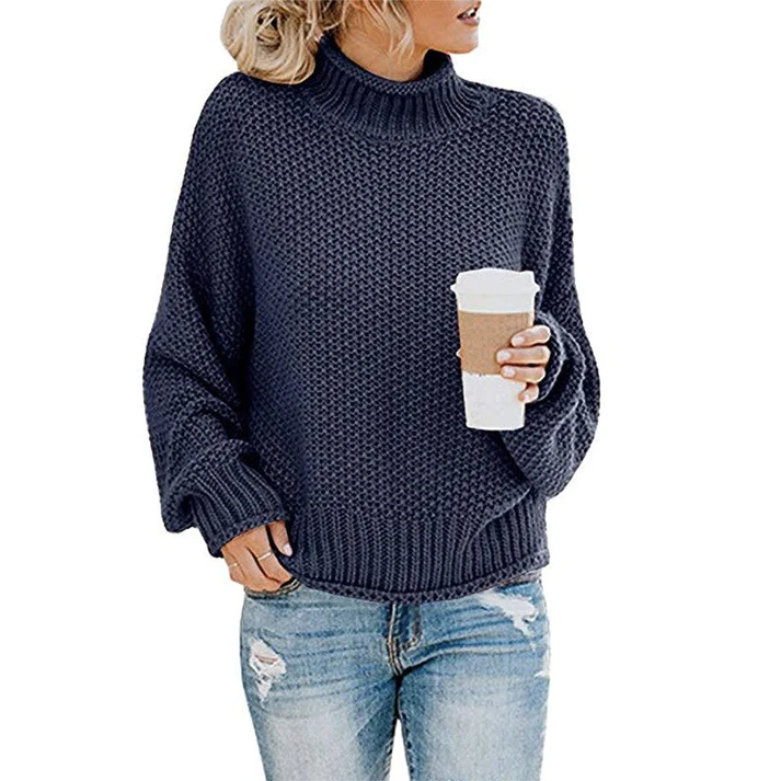 Oversized Turtleneck Sweater for Women - Long Sleeve - Image 2