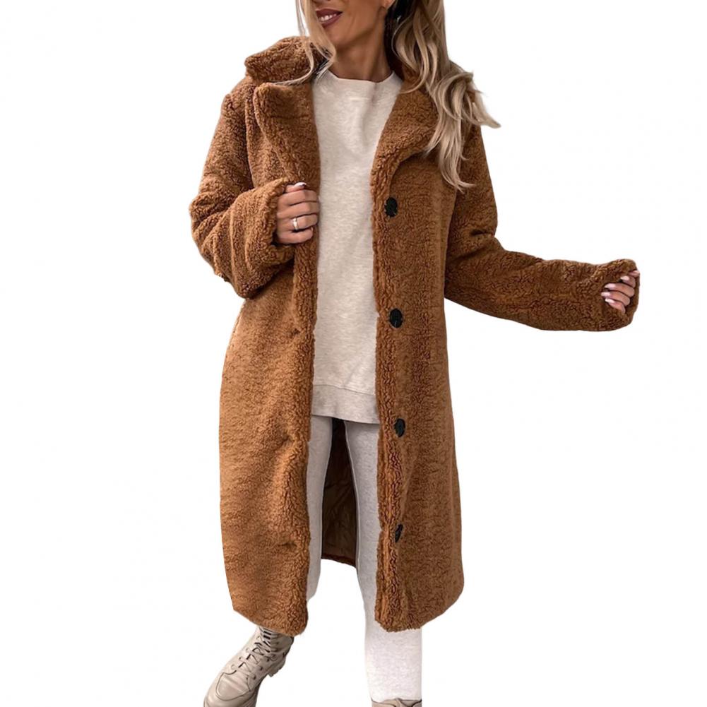 Teddy Long Coat for Women - Button Front - Image 2