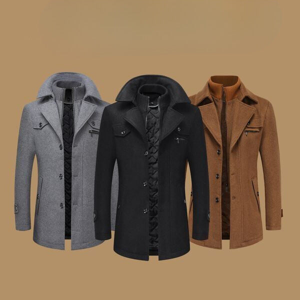 Pea Coat Overcoat for Men - Notch Lapel - Image 10