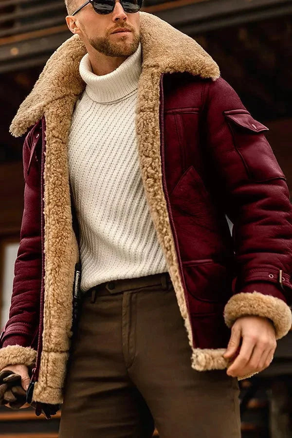 Shearling Aviator Jacket for Men - Fur Lined - Image 2