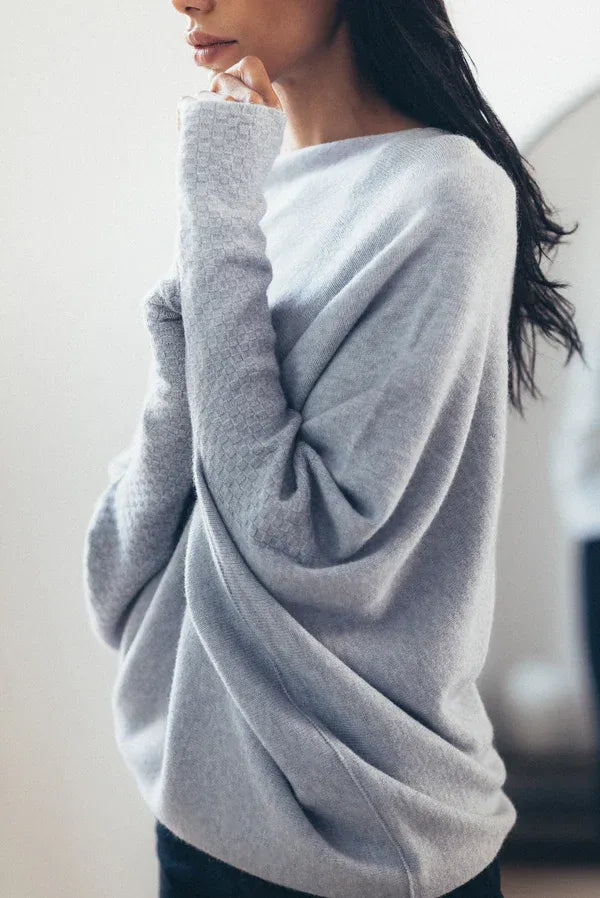 Oversized Boat Neck Sweater for Women - Long Sleeve - Image 1