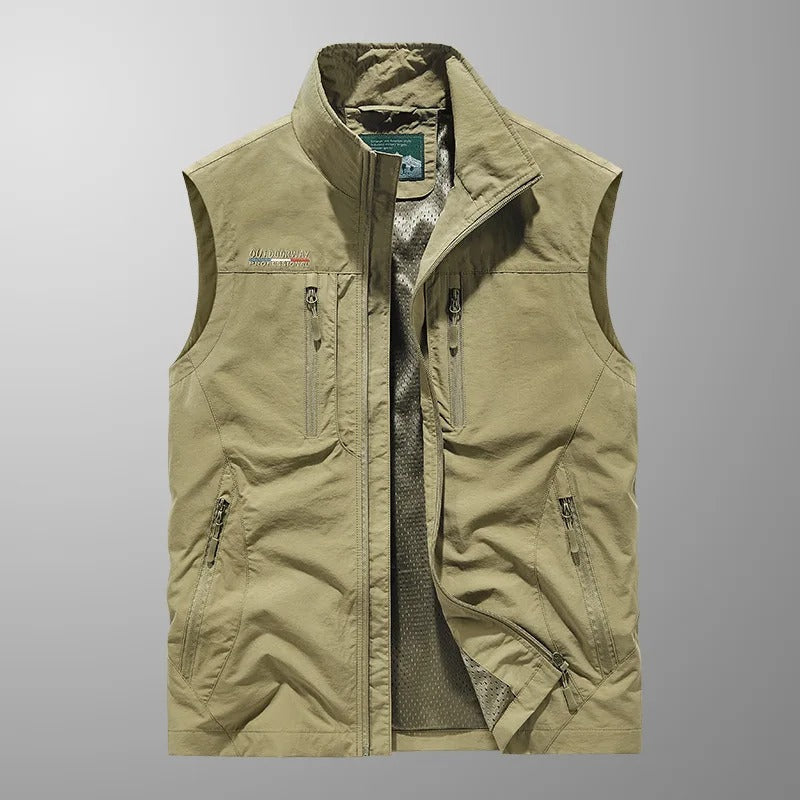 Zip Up Vest for Men - Sleeveless Jacket Stand Collar - Multi-Pocket Lightweight - Image 4