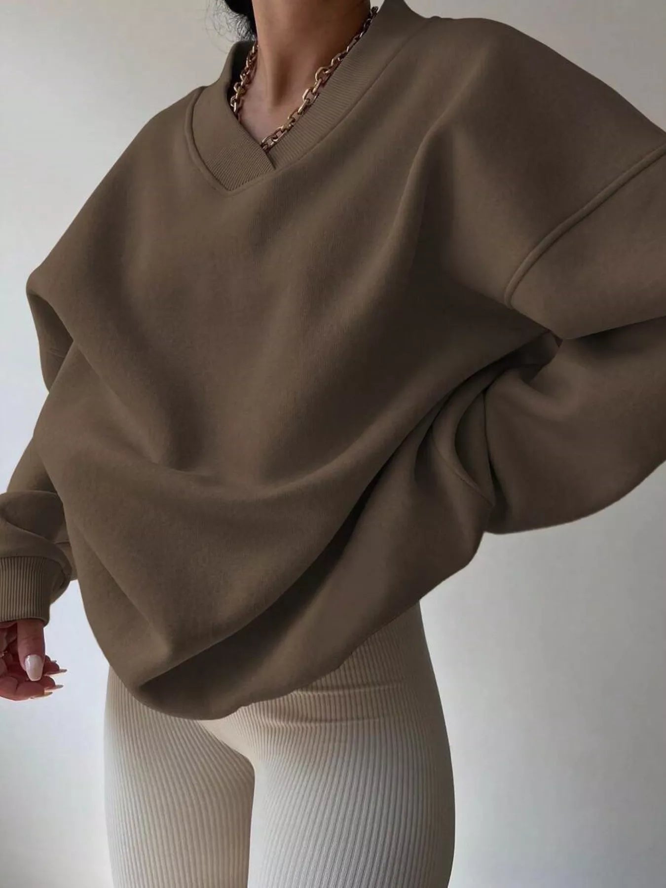 Oversized Pullover Sweater for Women - Drop Shoulder - Image 9