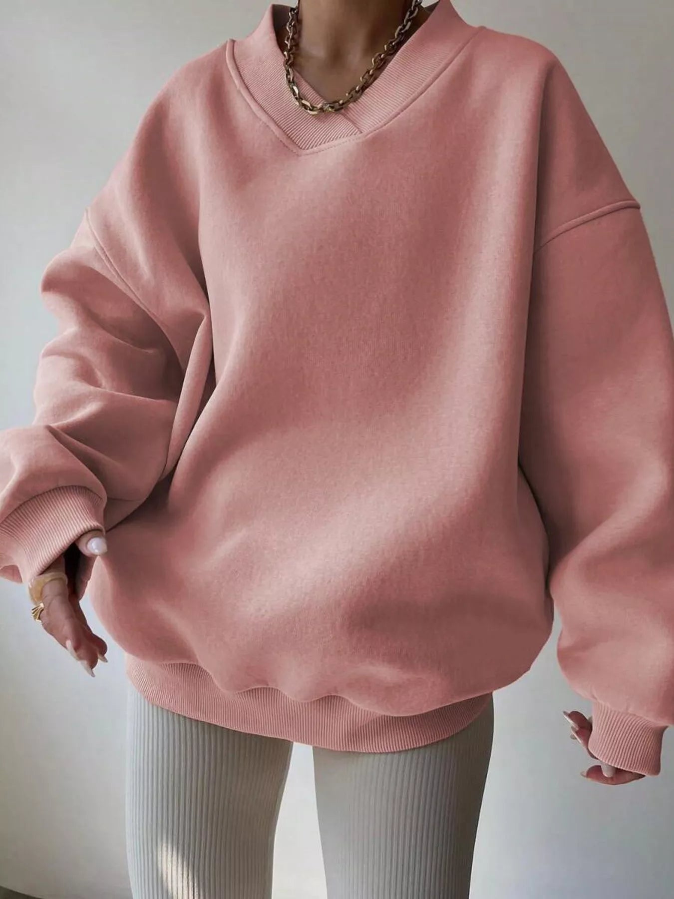 Oversized Pullover Sweater for Women - Drop Shoulder - Image 1