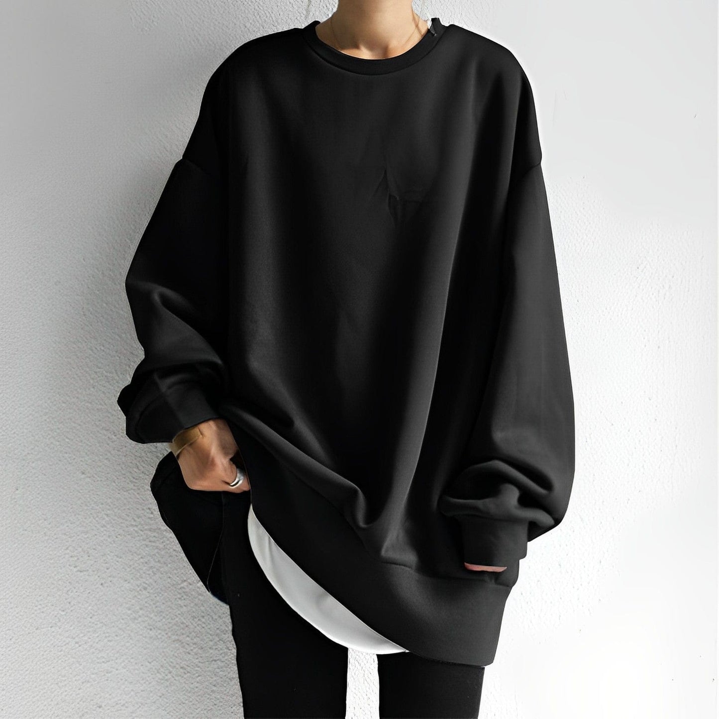 Oversized Crew Neck Sweater for Women - Relaxed - Image 2