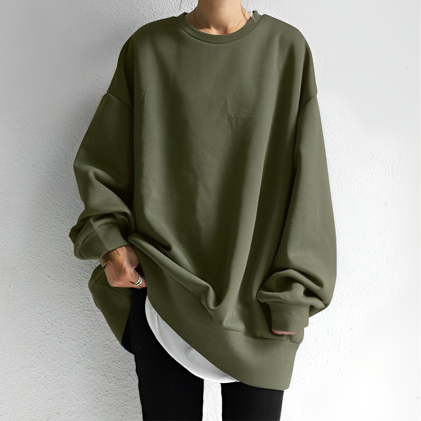 Oversized Crew Neck Sweater for Women - Relaxed - Image 3