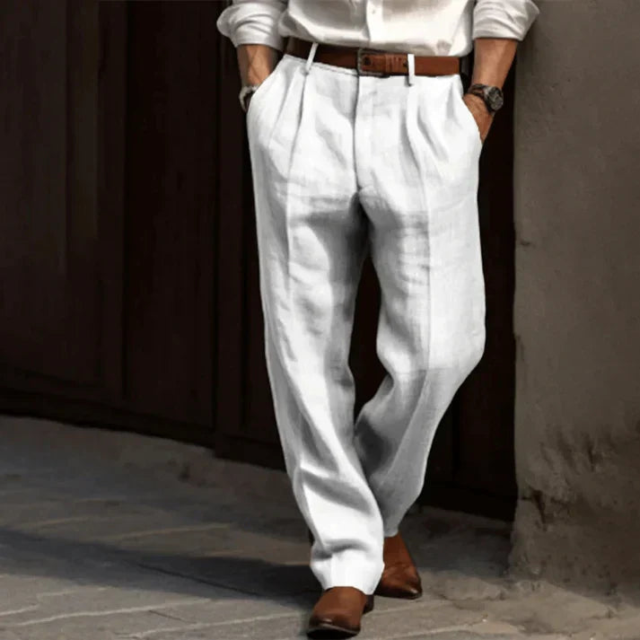 Pleated Wide Leg Pants for men - High Waisted Relaxed Fit - Belt Loops - Image 2