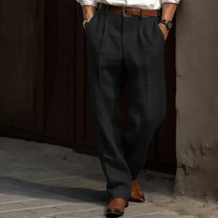 Pleated Wide Leg Pants for men - High Waisted Relaxed Fit - Belt Loops - Image 3