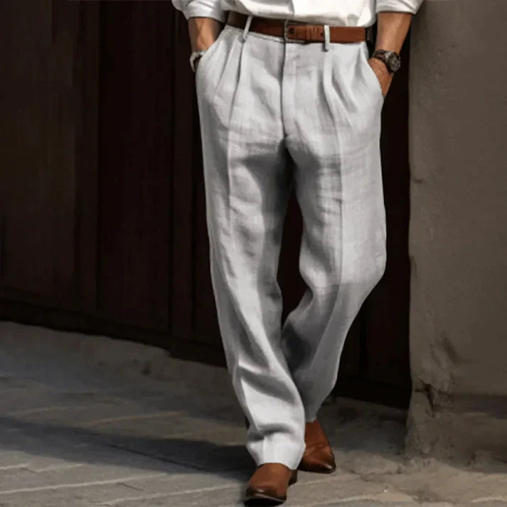 Pleated Wide Leg Pants for men - High Waisted Relaxed Fit - Belt Loops - Image 1