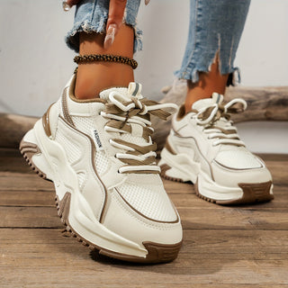 Chunky Platform Sneakers for Women - Panelled Design - Image 4