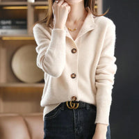 Button-Down Cardigan Sweater for Women - Collared - Image 1