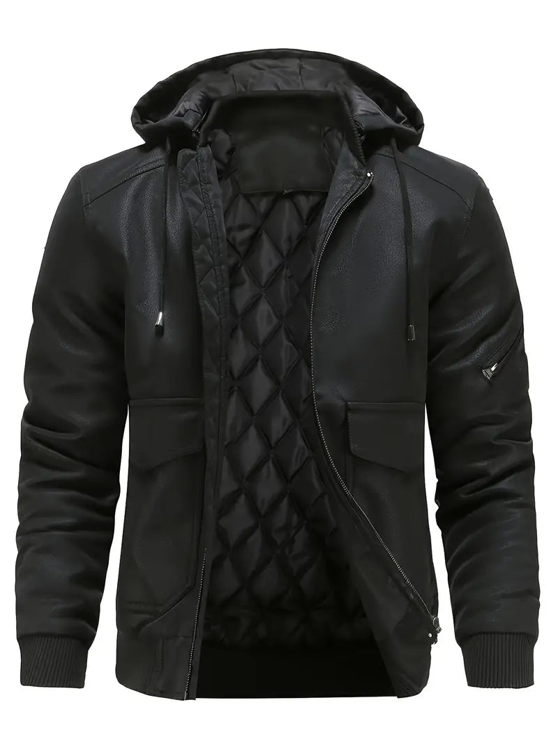 Hooded Bomber Jacket for Men - Quilted Lining - Image 3
