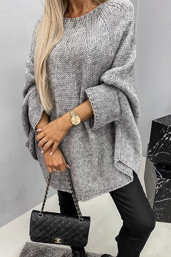 Oversized Raglan Sleeve Sweater for Women - Loose Fit - Image 2
