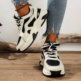 Chunky Platform Sneakers for Women - Panelled Design - Image 2