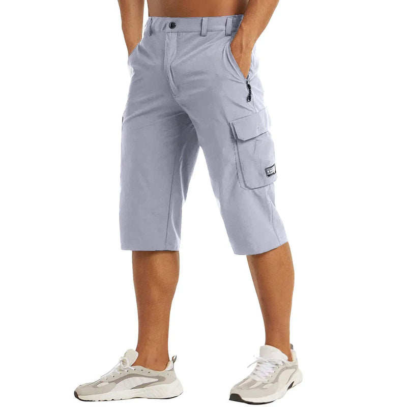 Cargo Capri Shorts for Men - Multiple Pockets Zip Pocket - Relaxed Fit Knee Length - Image 1