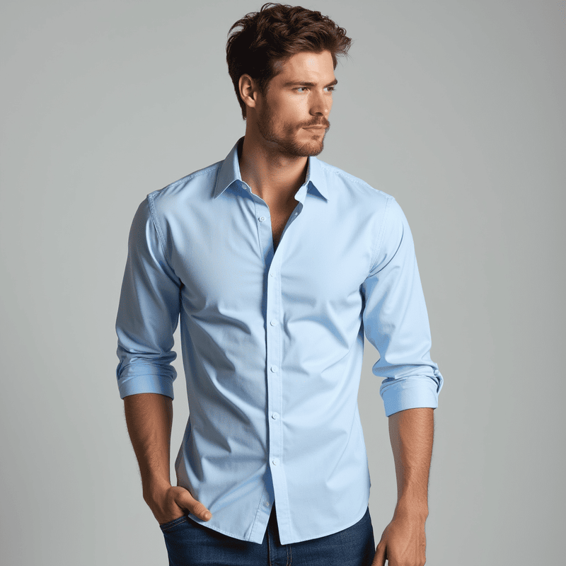 Long Sleeve Button-Down Shirt for Men - Collared - Image 1