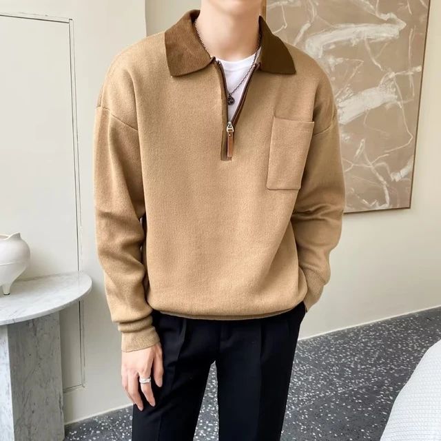 Half-Zip Sweater for Men - Polo Collar - Image 2