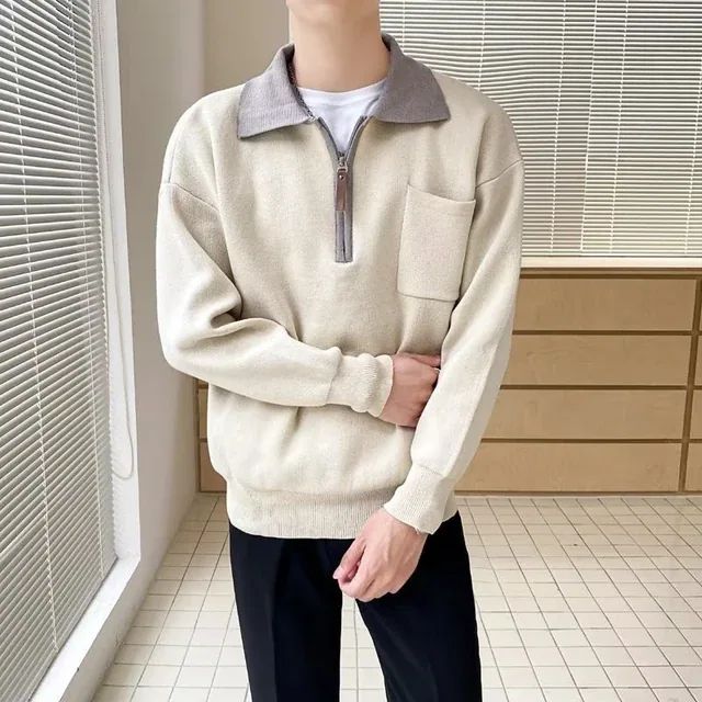 Half-Zip Sweater for Men - Polo Collar - Image 4