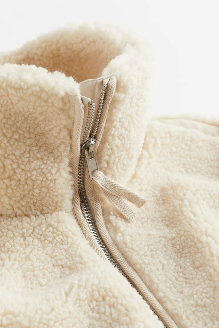 Sherpa Zip-Up Jacket for Women - High Collar - Image 2