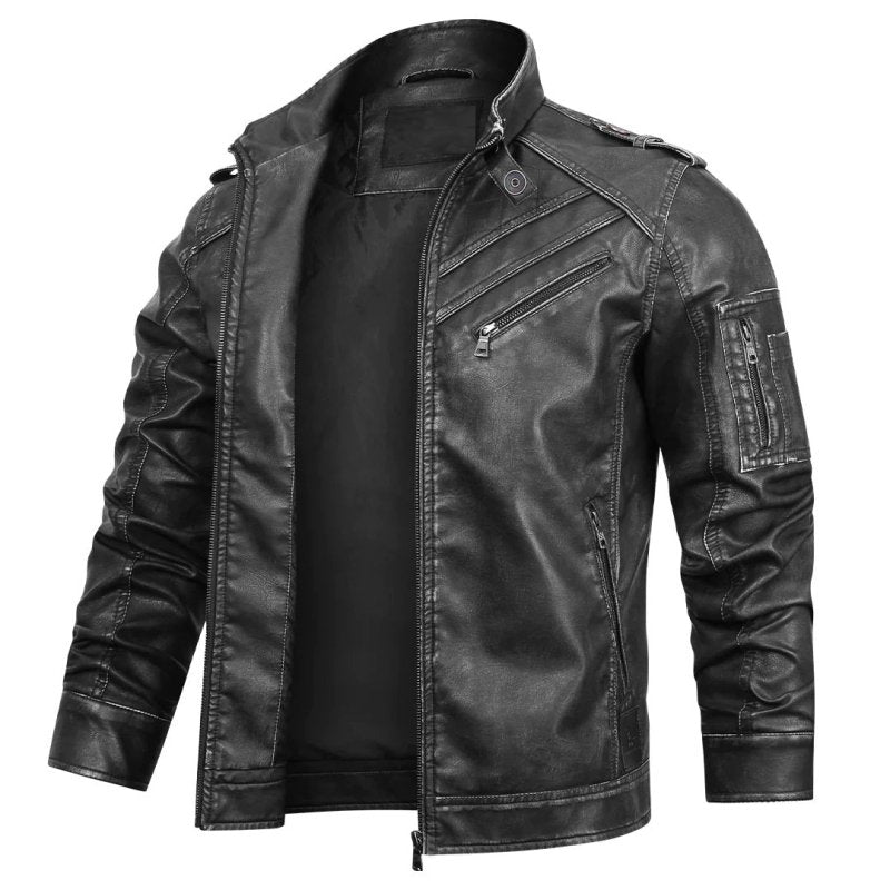 Biker Jacket for Men - Zip Pockets - Image 1