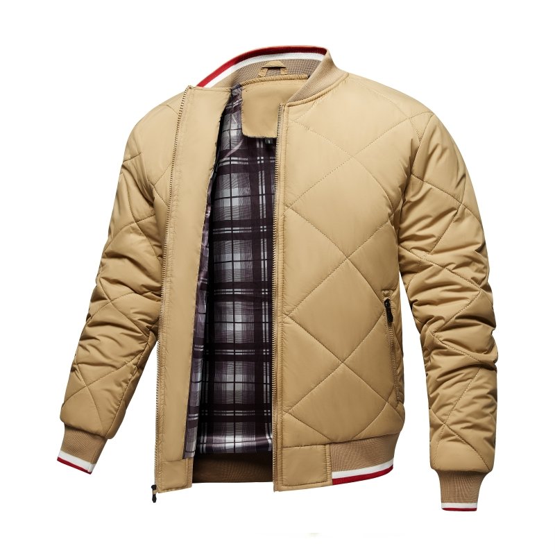 Quilted Bomber Jacket for Men - Zip Front - Image 6