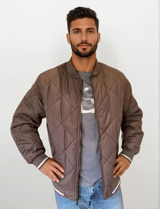 Quilted Bomber Jacket for Men - Zip Front - Image 2