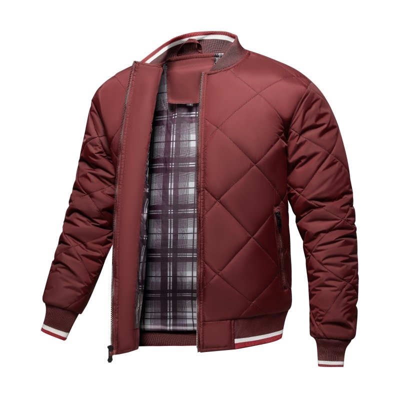 Quilted Bomber Jacket for Men - Zip Front - Image 5