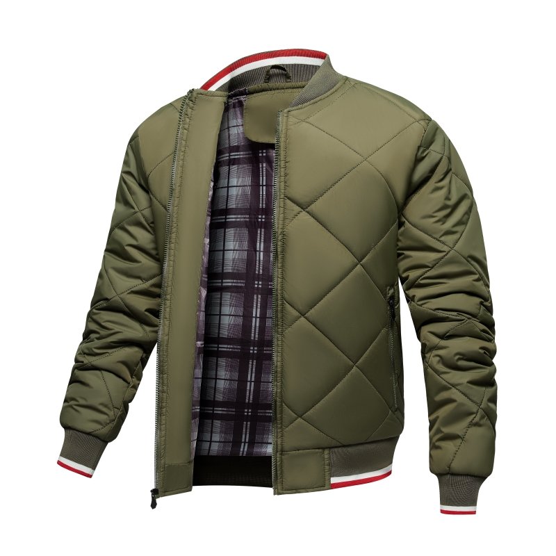 Quilted Bomber Jacket for Men - Zip Front - Image 4