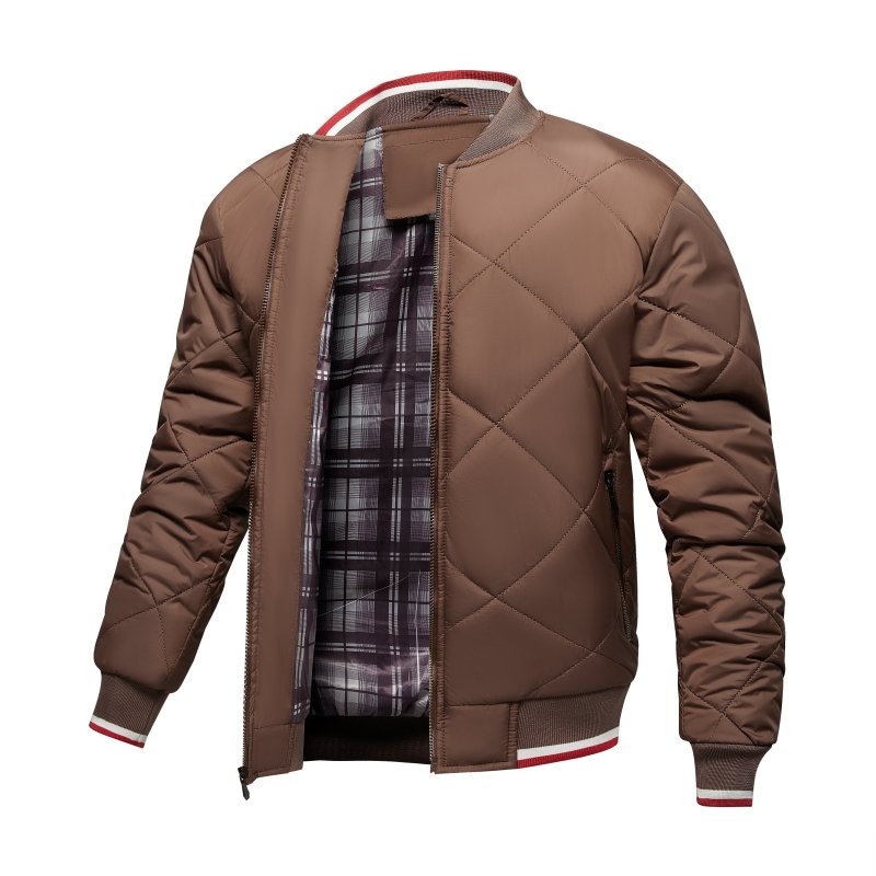 Quilted Bomber Jacket for Men - Zip Front - Image 3