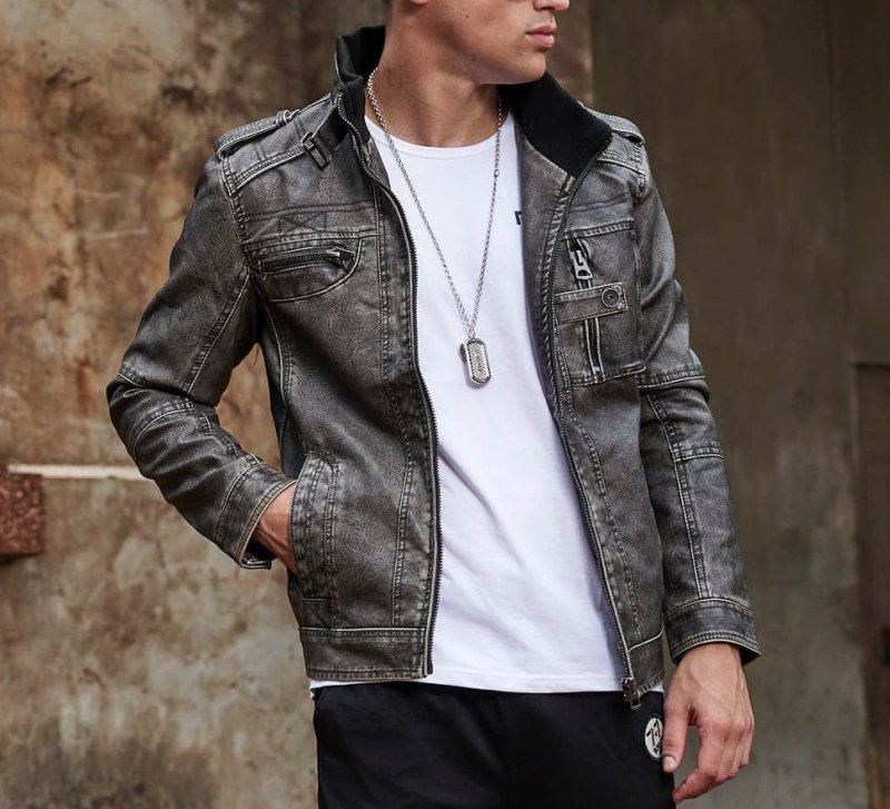Military Style Jacket for Men - Full Zip Closure - Image 2