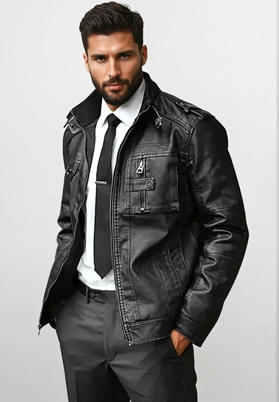 Military Style Jacket for Men - Full Zip Closure - Image 3