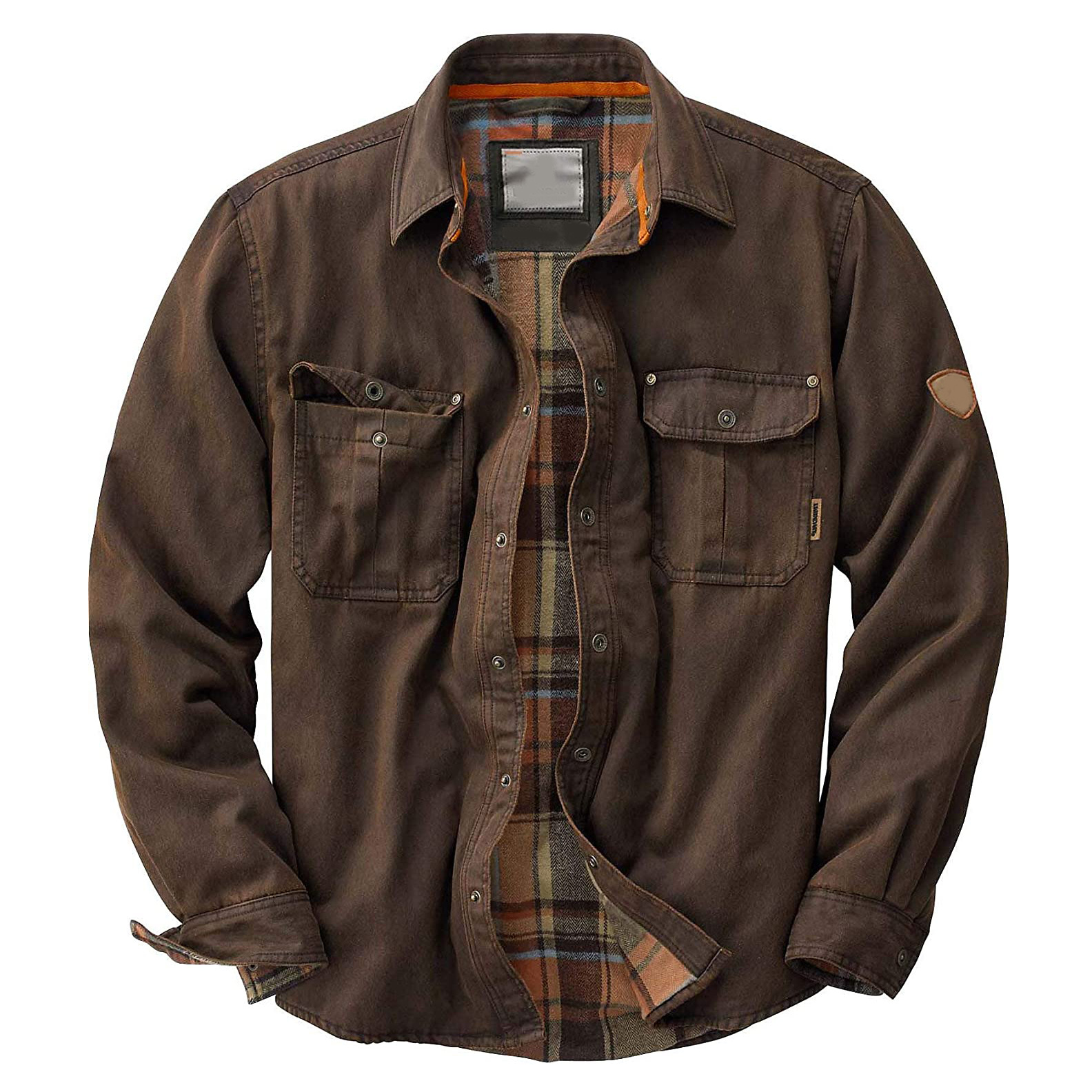 Flannel Lined Shirt Jacket for Men - Long Sleeve - Image 3