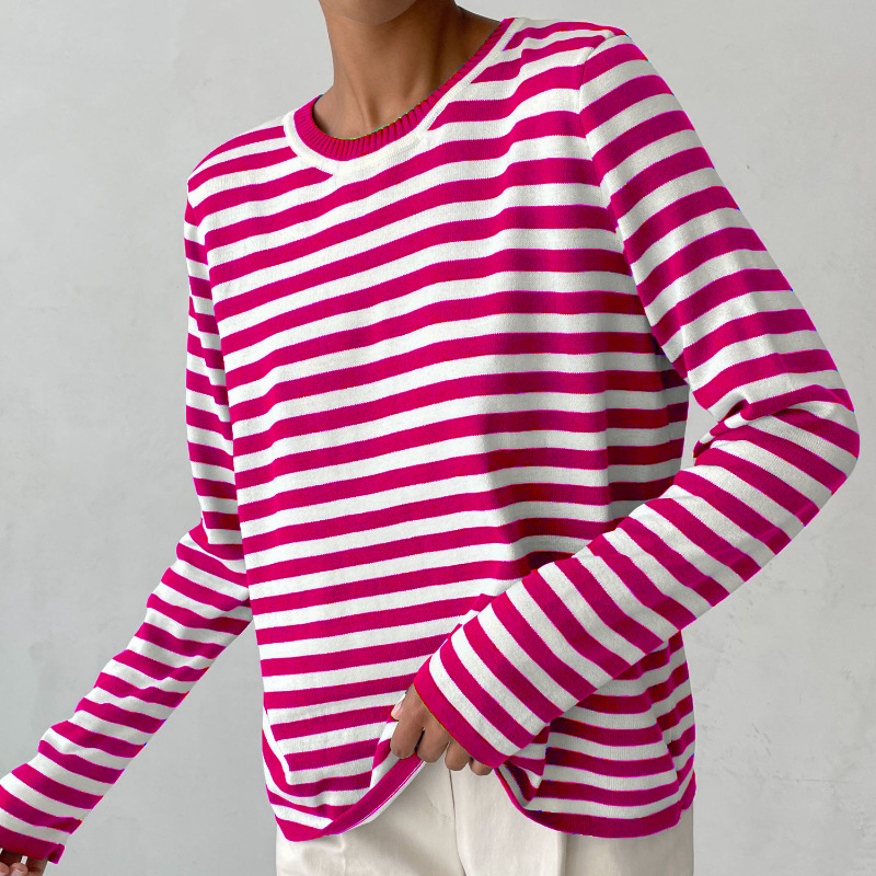 Striped Pullover Sweater for Women - Long Sleeve - Image 6