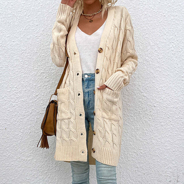 Knit Cardigan Coat for Women - Button Front - Image 4