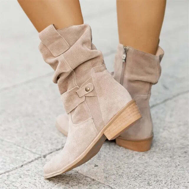 Ankle Slouch Boots for Women - Buckle Detail - Image 4