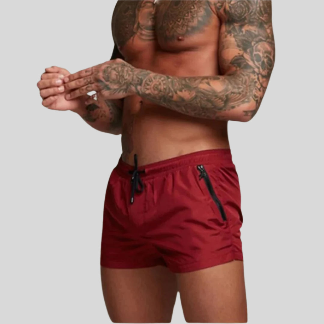 Swim Trunks for Men - Short Length Drawstring Waist - Side Zip Pocket Fitted Athletic - Image 3