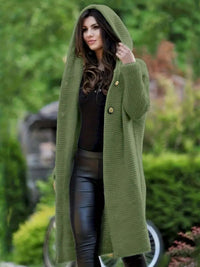 Hooded Cardigan Coat for Women - Button Front - Image 3