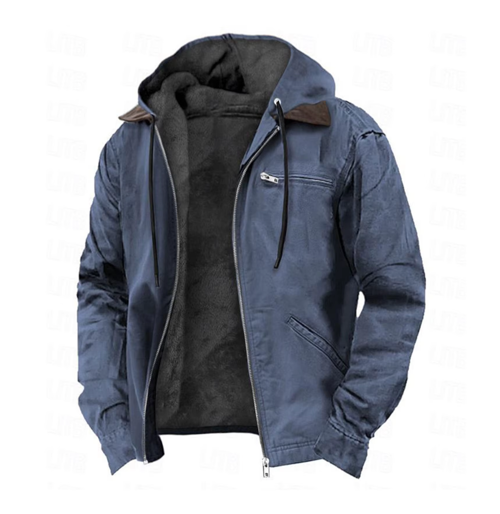 Hooded Zip-Up Jacket for Men - Flap Pockets - Image 3