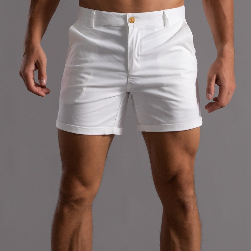 Chino Casual Shorts for Men - Flat Front Roll-Up Hem - Image 1