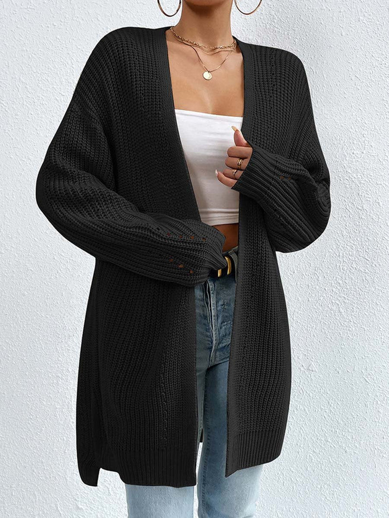 Knit Open Front Cardigan for Women - Oversized - Image 5